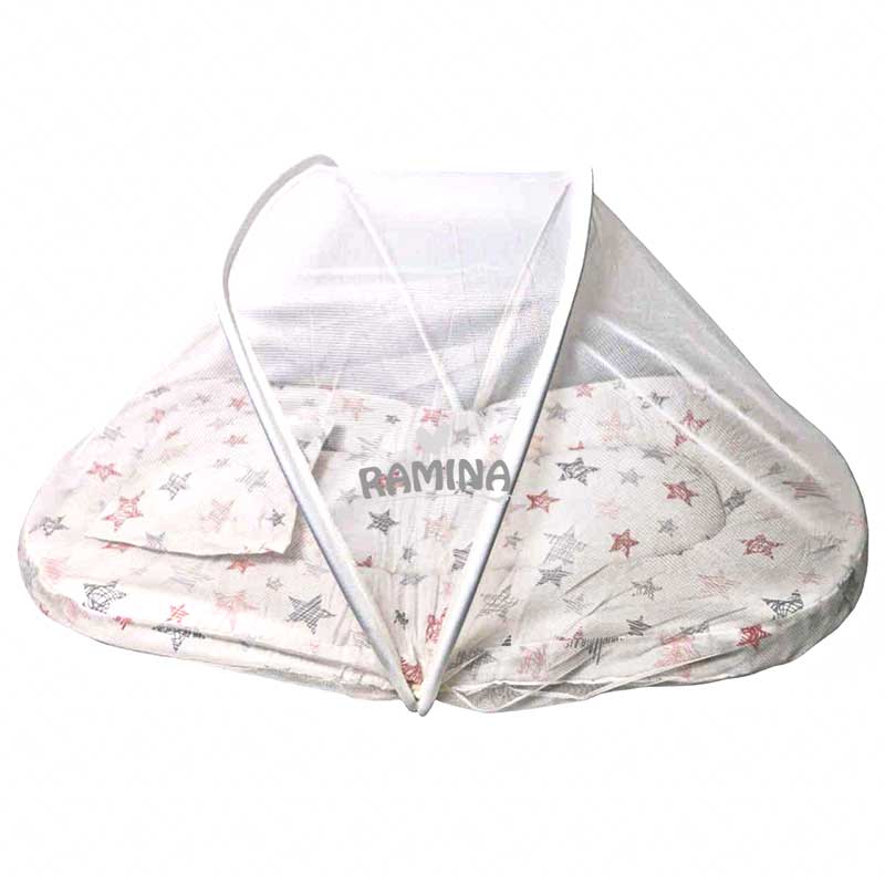 پشه بند فنری نوزاد با تشک و بالش نخی طرح ستاره بیبی لایک Baby Like