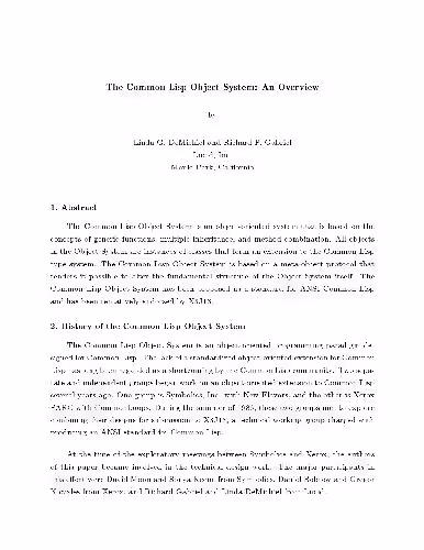 خرید و دانلود نسخه کامل کتاب The Common Lisp object system.An overview
