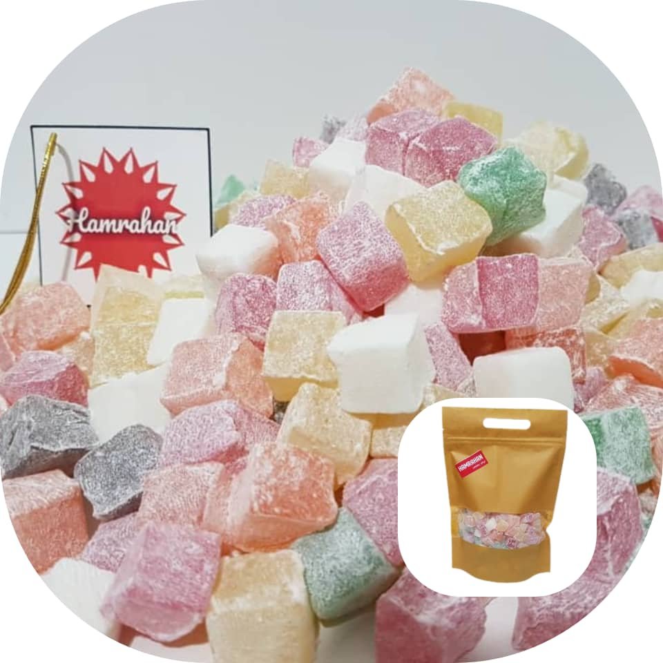 پاستیل خانگی میوه ای حبه قندی بسته800گرمی تهیه شده از بهترین نوع ژلاتین گاوی