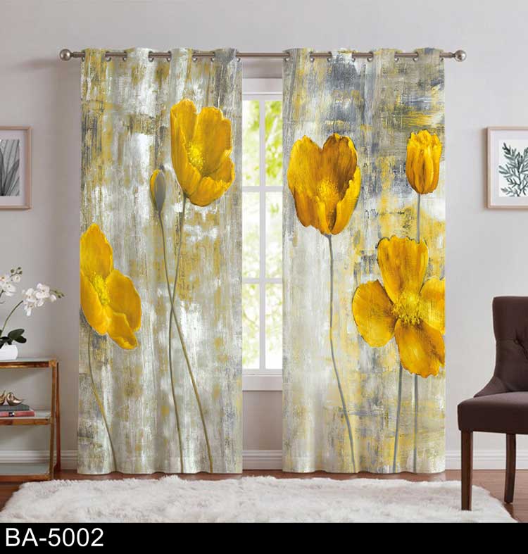 پرده پانچی گل زرد BA-5002