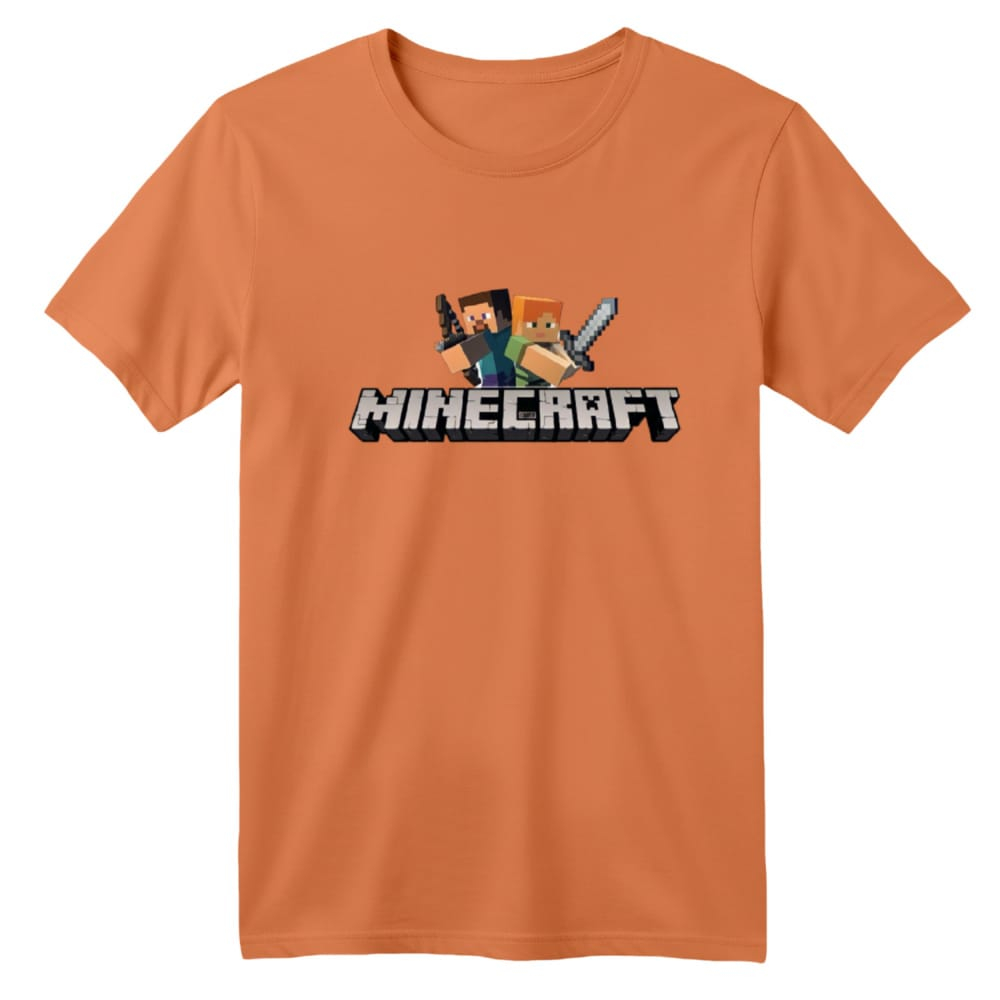 تی شرت آستین کوتاه بچگانه مدل ماینکرفت کد 2 رنگ گلبهی