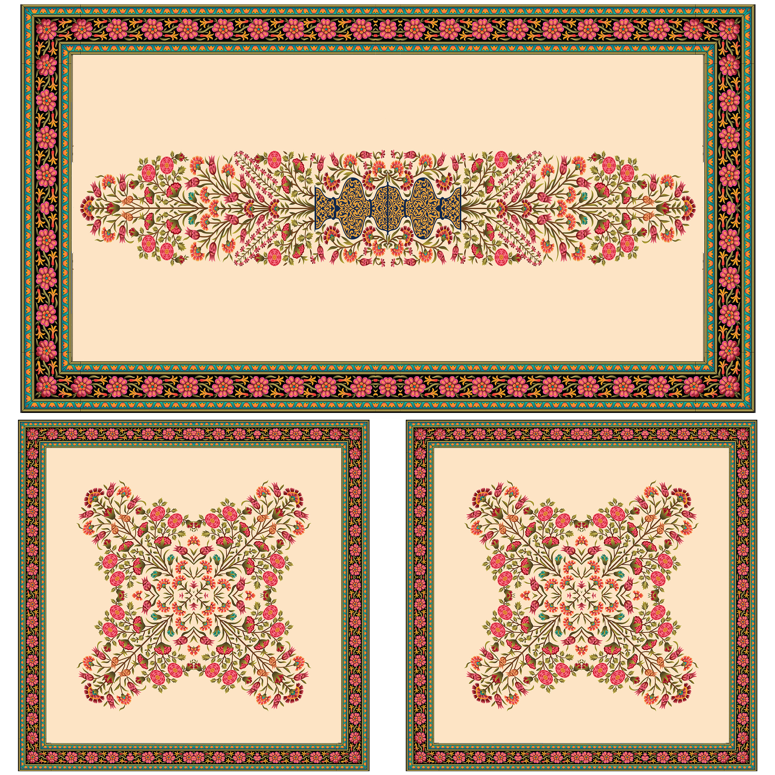 ست رومیزی سه تکه طرح سنتی کد 1400115