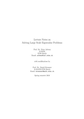 خرید و دانلود نسخه کامل کتاب Lecture Notes on Solving Large Scale Eigenvalue Problems