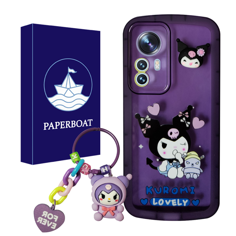 کاور قایق کاغذی مدل Kuromi مناسب برای گوشی موبایل شیائومی Mi 12T / 12T Pro به همراه آویز