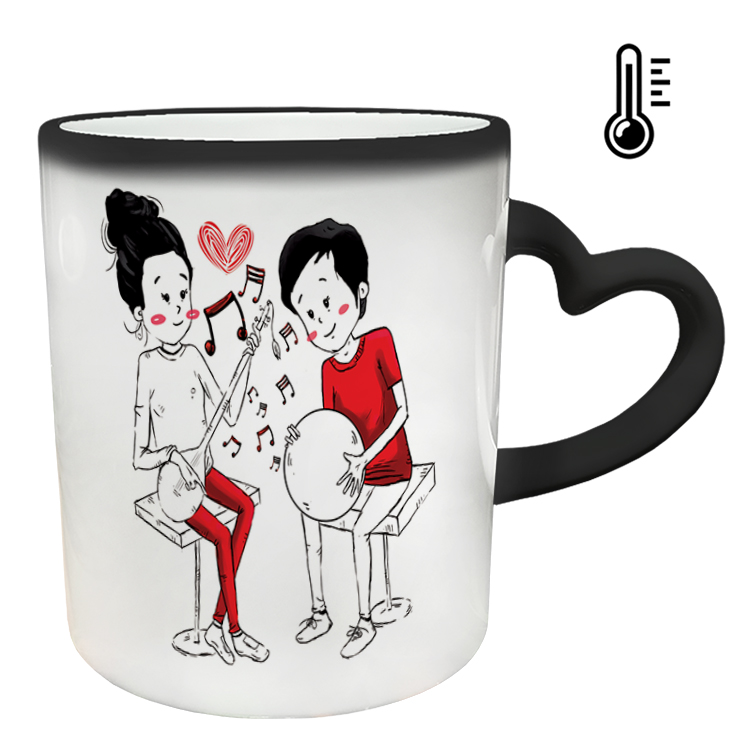 ماگ حرارتی مدل دسته قلبی طرح عاشقانه کد 156