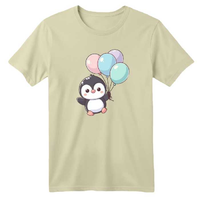 تی شرت آستین کوتاه بچگانه مدل پنگوئن کد 20 رنگ کرم