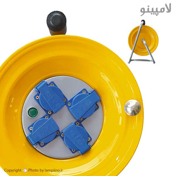 قرقره کابل جمع کن دستی 4 پریز درپوش دار متوسط