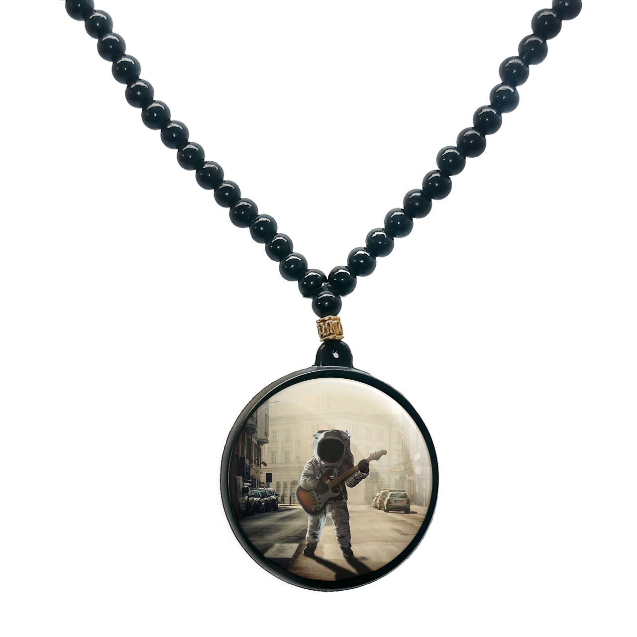 گردنبند پرمانه طرح فضانورد کد pmd.1730 مدل دو طرفه