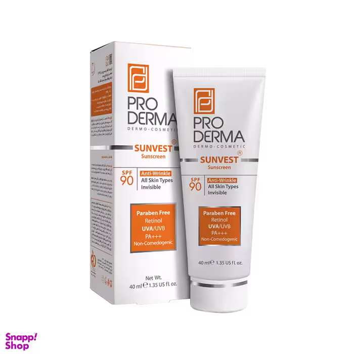 کرم ضد آفتاب ضدچروک پرودرما SPF90 بی رنگ حجم 40 میلی لیتر