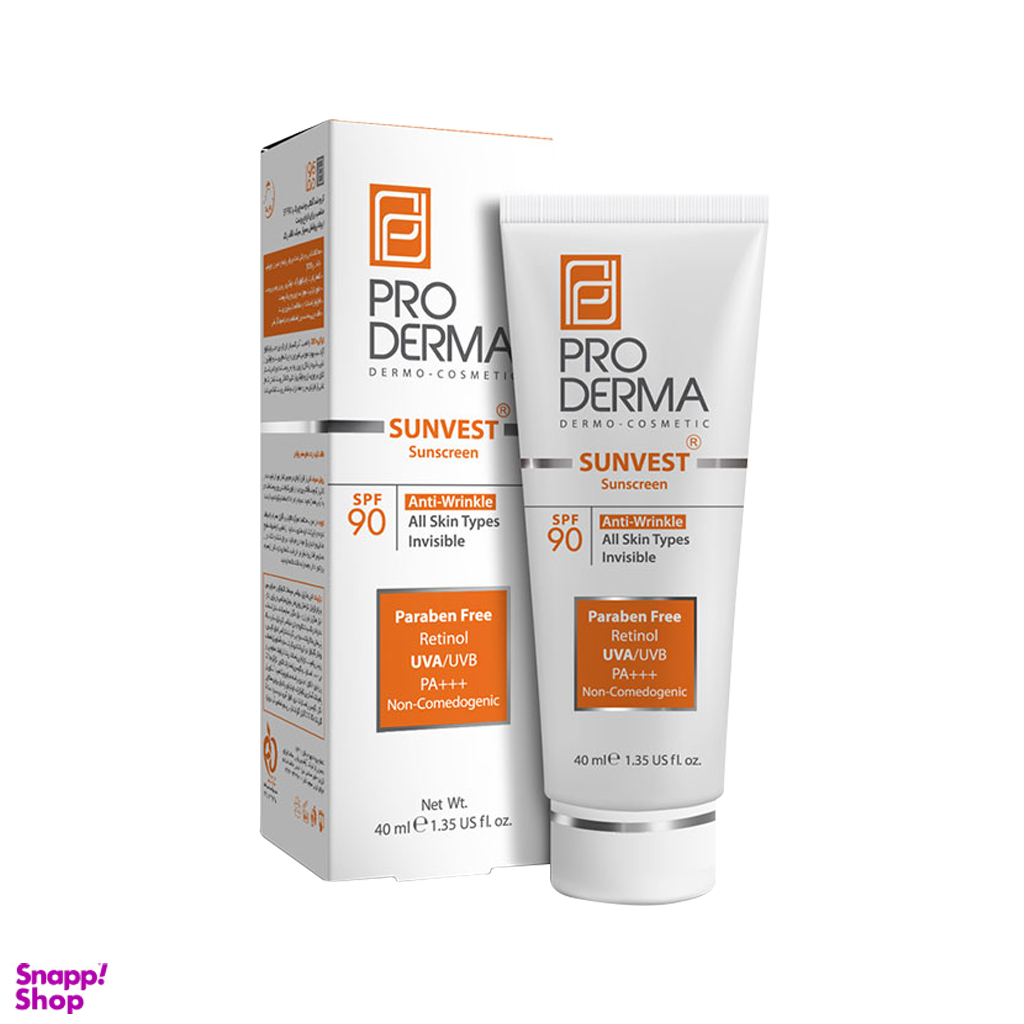 کرم ضد آفتاب ضدچروک پرودرما SPF90 بی رنگ حجم 40 میلی لیتر