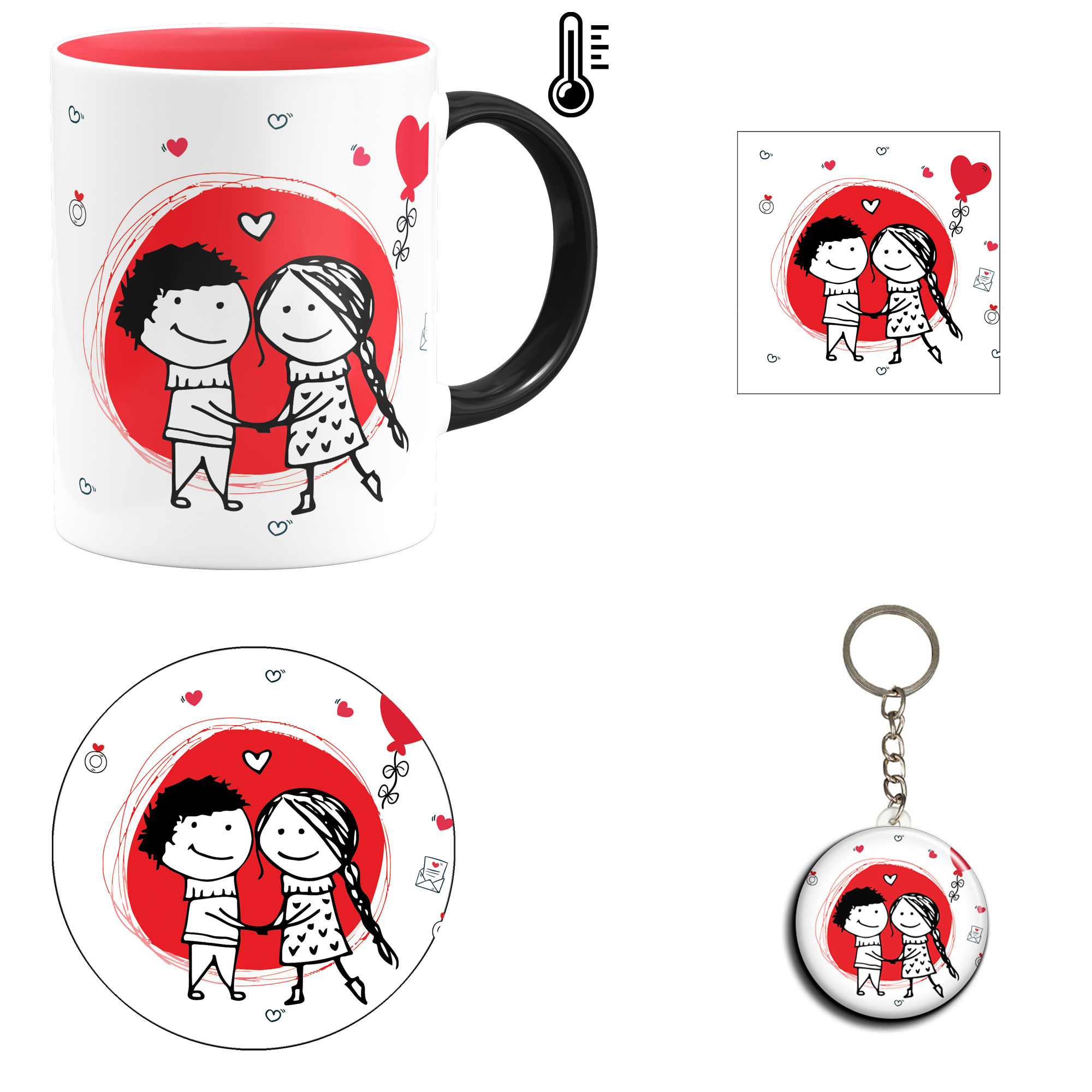 ست هدیه ماگ حرارتی مدل روز عشق طرح عاشقانه کد M78