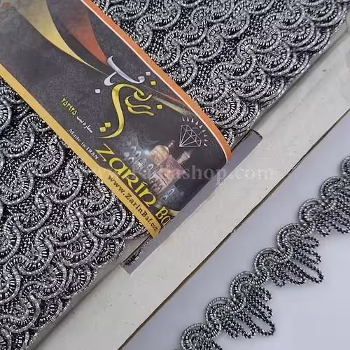 یراق نوار 2.5 نقره ای سیاه قلم کد 507