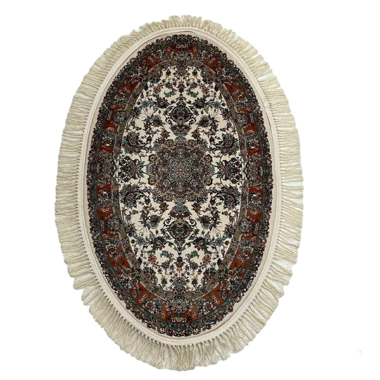 فرش ماشینی قالی تارا مدل خطیبی زمینه کرم