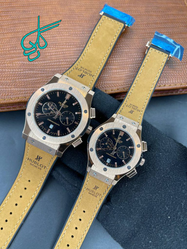 خرید ست ساعت زنانه و مردانه هابلوت Hublot سه موتوره فعال بند رابر کد 2115864 - ردگل