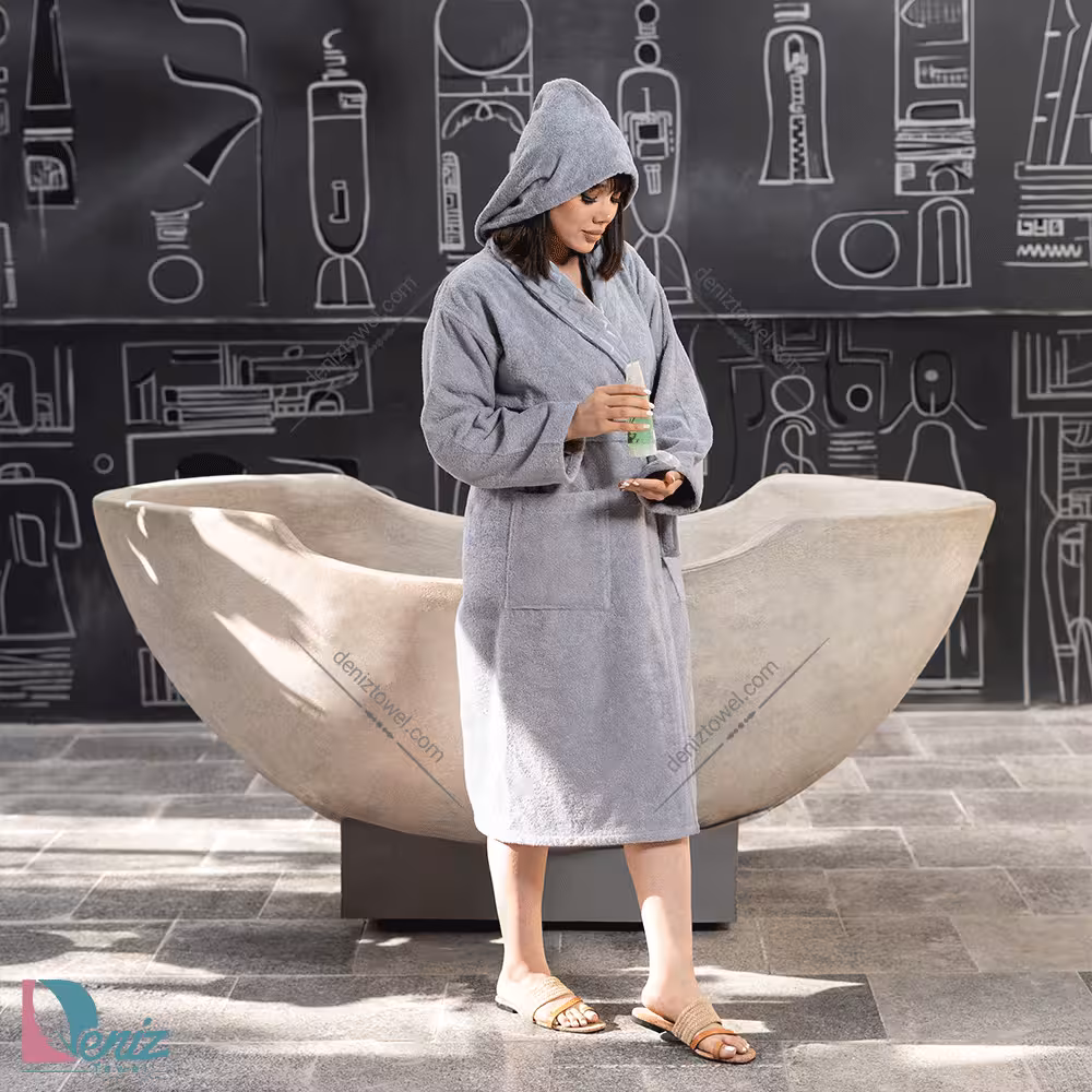 حوله تن پوش آرام رنگ طوسی روشن