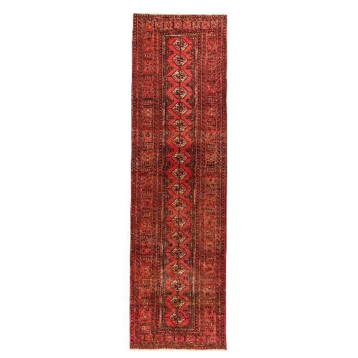 فرش دستبافت کناره طول چهار متری مدل نقشه بلوچ  کد 34.2935