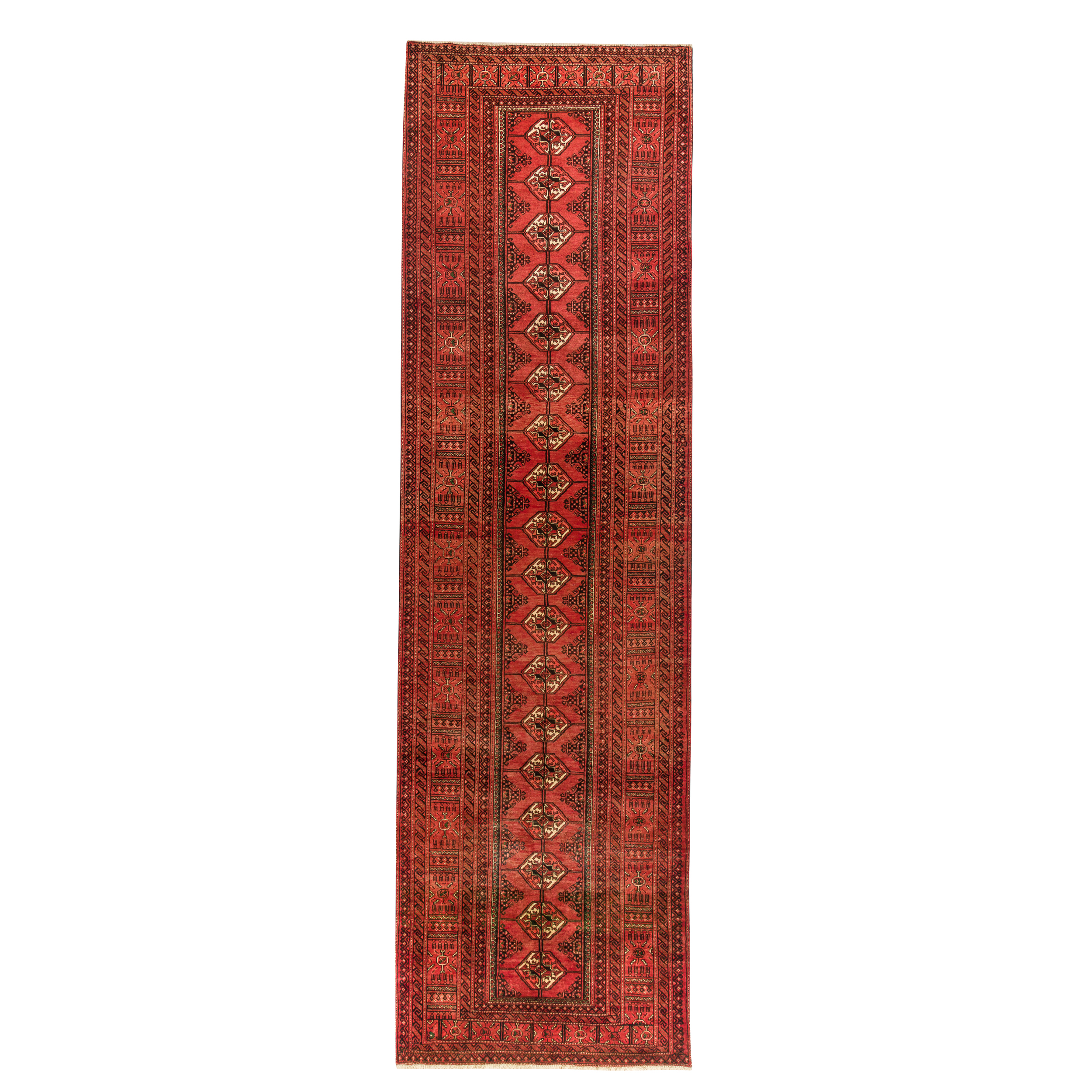 فرش دستبافت کناره طول چهار متری مدل نقشه بلوچ  کد 34.2935