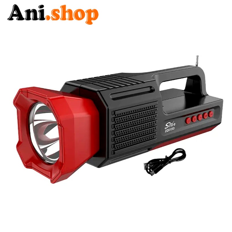 اسپیکر طرح چراغ قوه رادیو دار با شارژ خورشیدی W01