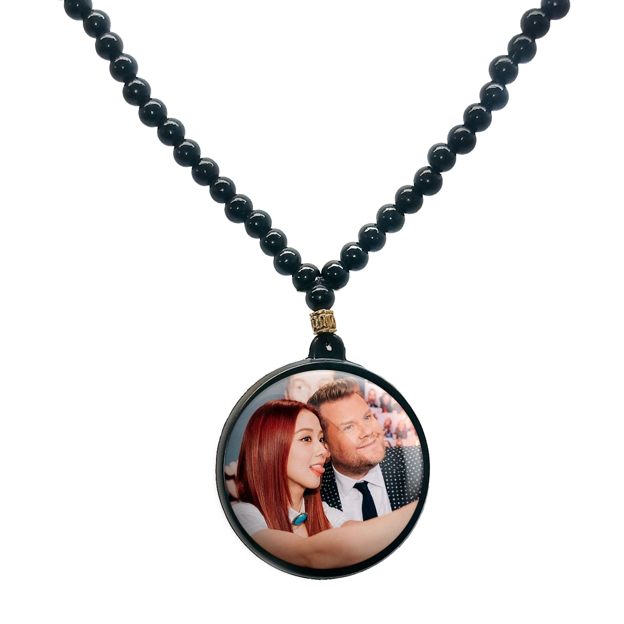 گردنبند پرمانه طرح بلک پینک کد pmd.18092 مدل دو طرفه