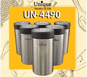 جا ادویه 6 عددی درب طلا با پایه بامبو کد  UN_8027 طرح ستاره