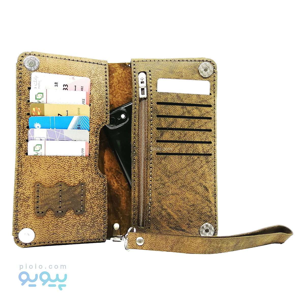 کیف پول و موبایل چرم کیهان مگنتی بند دار