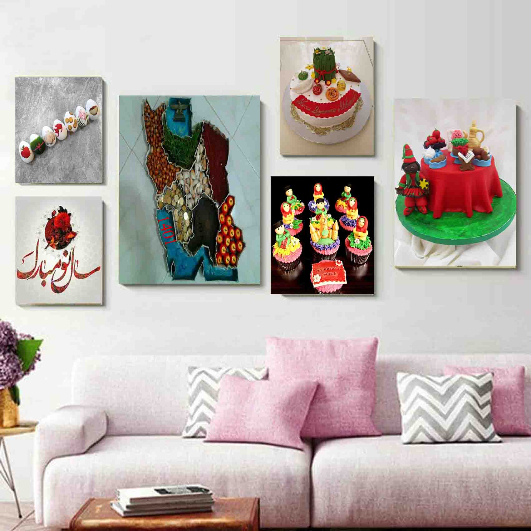 تابلو شاسی طرح تبریک سال نو مدل 3238 مجموعه 6 عددی