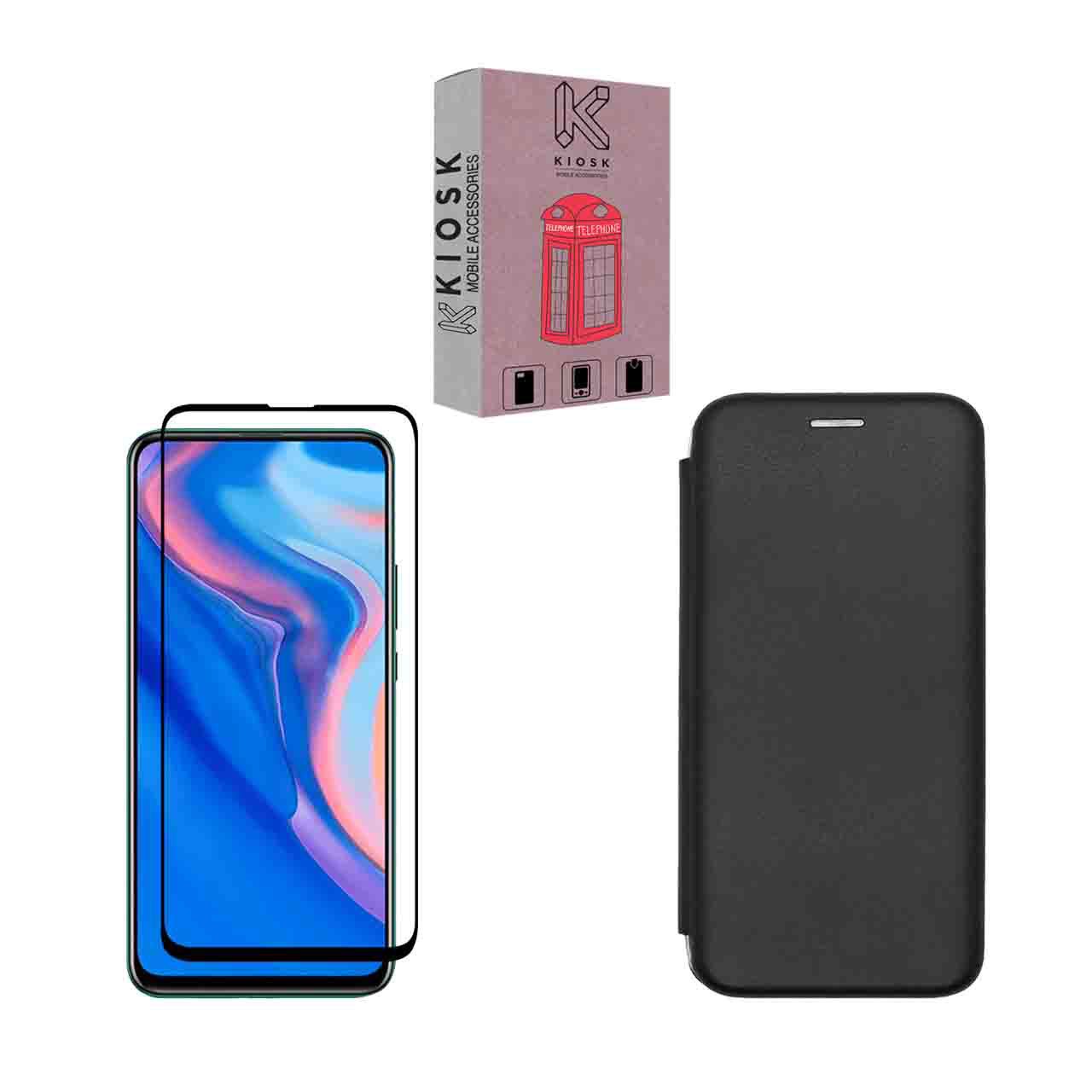  کیف کلاسوری کیوسک مدل KMGNT-KGF-1 مناسب برای گوشی موبایل هوآوی Y9 Prime 2019/ آنر 9X به همراه محافظ صفحه نمایش