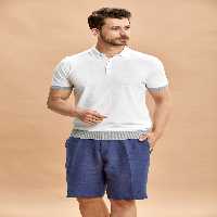 تی شرت یقه پولو سفید مردانه POLO YAKA &#039;S T خاکستری اسمایل SMILE