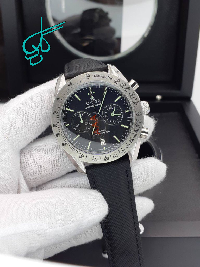 خرید ساعت امگا اسپید مستر سه موتور فعال کرنوگراف ساخت کشور ژاپن بند چرمی جیر با کیفیت A    شرکتی بدنه استیل رنگ ثابت کد 1918127 - ردگل