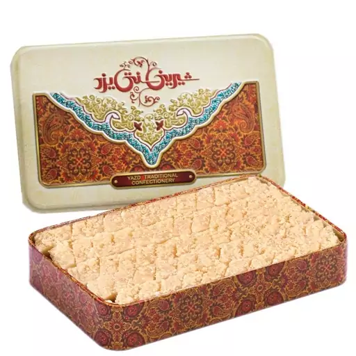 لوز بیدمشک طرح جعبه فلزی سنتی یزد 450 گرمی