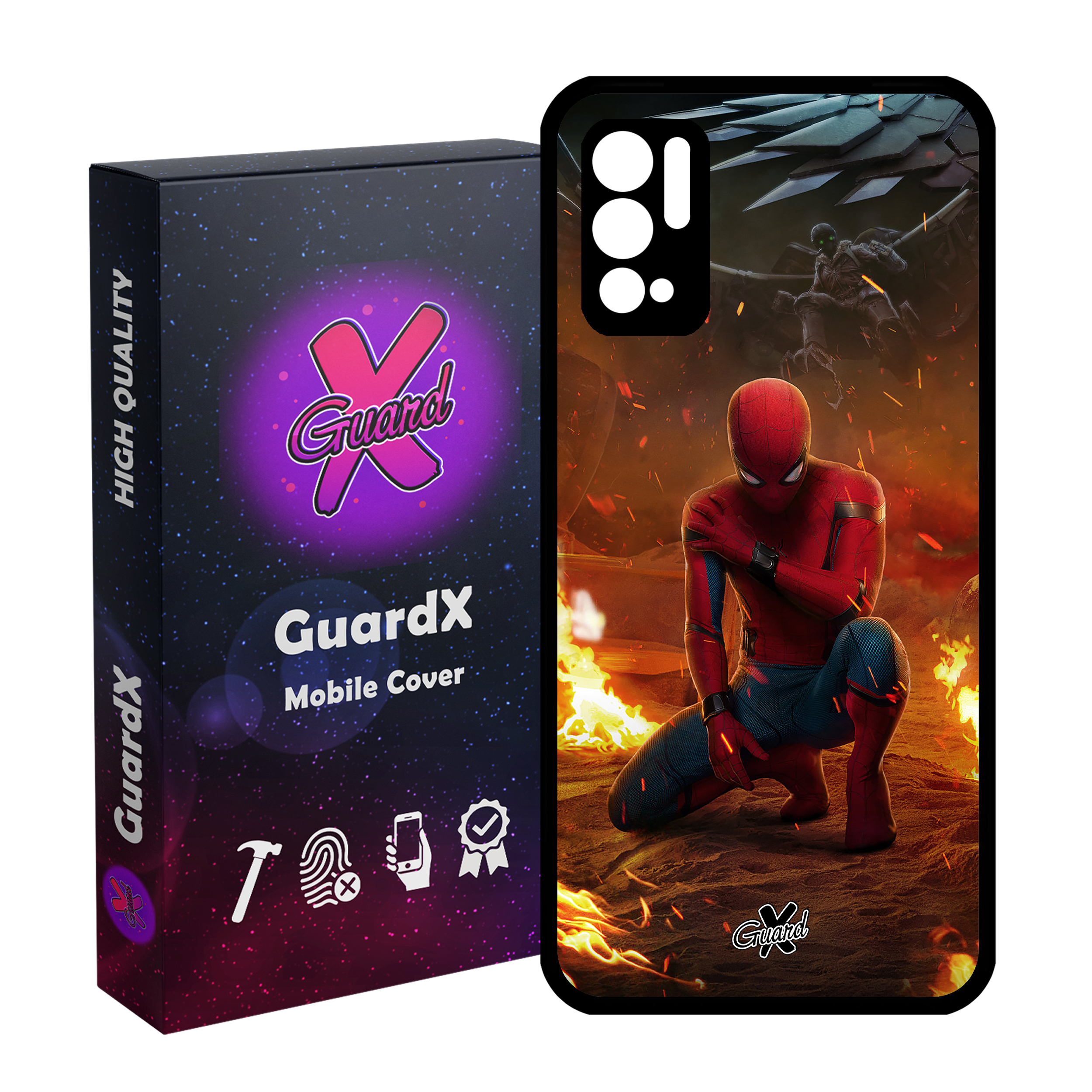 کاور گارد ایکس طرح Spider Man مدل Glass10098 مناسب برای گوشی موبایل شیائومی Redmi Note 10 5G / Poco M3 Pro