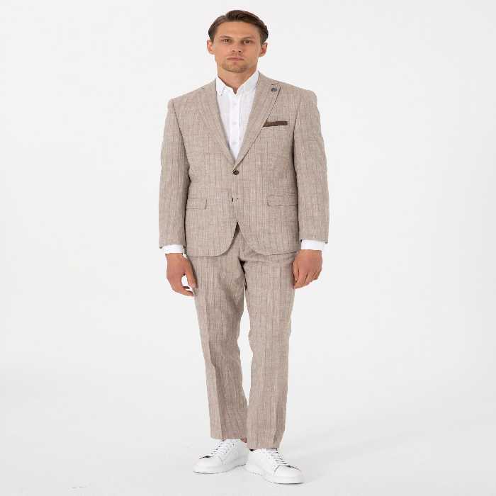 کت و شلوار مردانه قهوه ای روشن پیرکاردین - فروشگاه لباس شهرمون