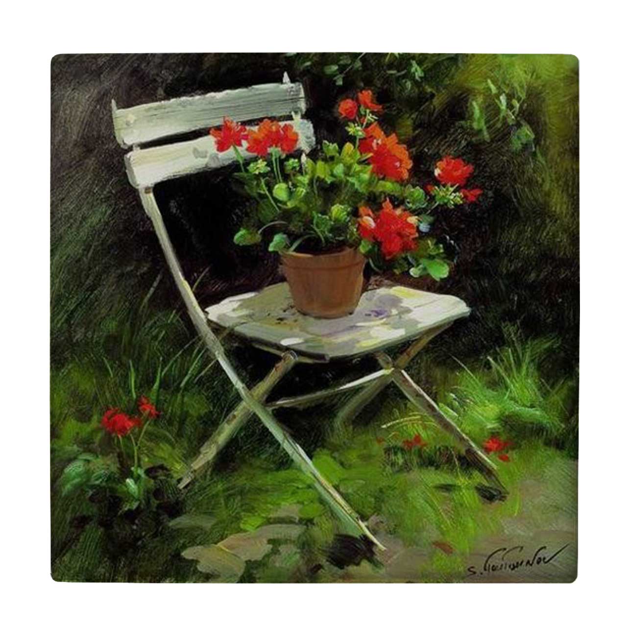  زیر لیوانی طرح صندلی و گلدان شمعدانی کد    3616308_1576