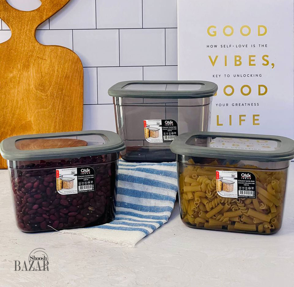 ظرف نگهدارنده 1.3 لیتر پلاستیک دودی در دار کیولوکس