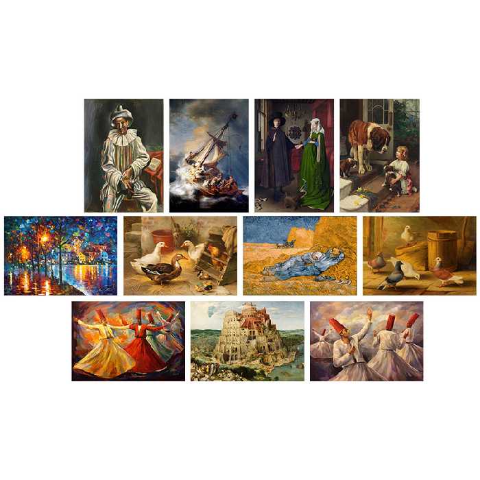 تابلو شاسی چاپ سی طرح معروف ترین نقاشی های جهان کد 8 مجموعه 11 عددی | دنیای قاب