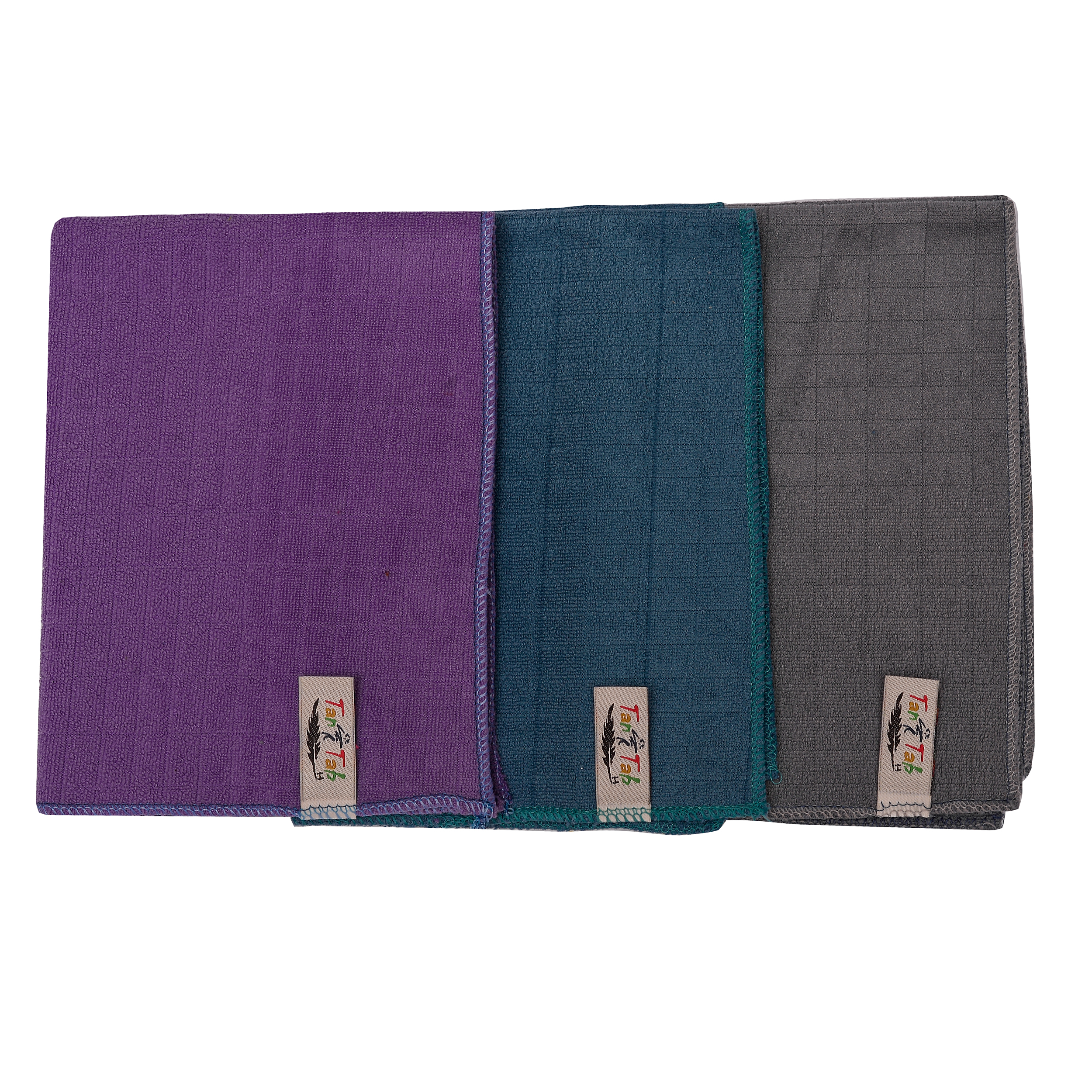 دستمال نظافت خانه و آشپزخانه تن تاب مدل چهارخانه مجموعه 3 عددی