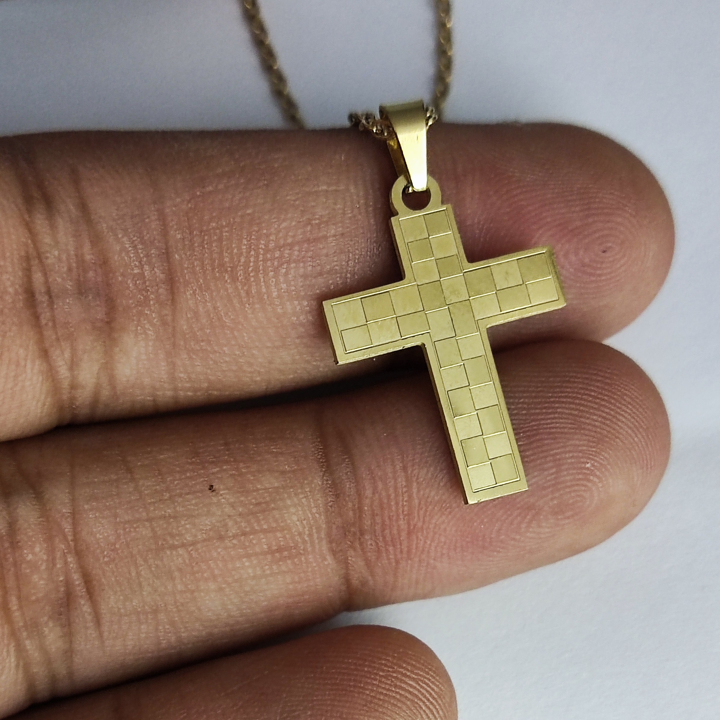 گردنبند صلیب استیل ظریف طلایی،گردنبند صلیب ظریف استیل 