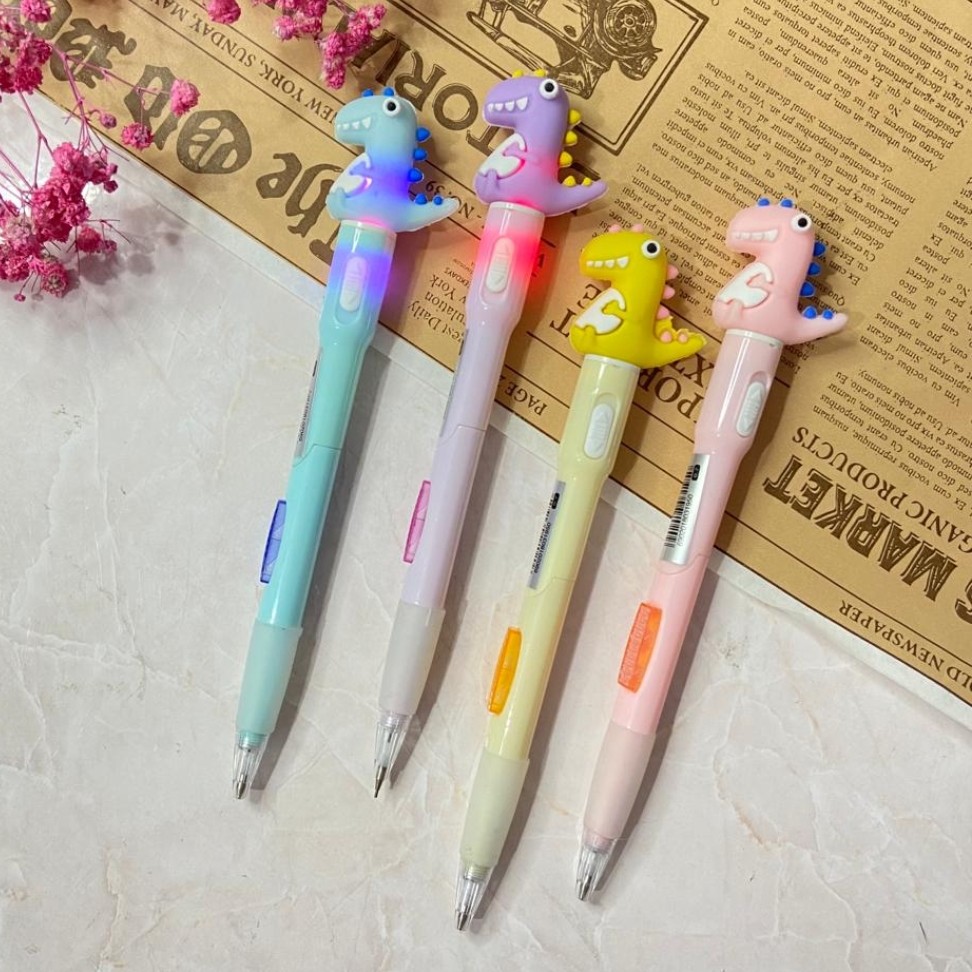 اتود فانتزی چراغ دار سیلیکونی دایناسور نوک 0.7 ، مداد نوکی وارداتی باکیفیت