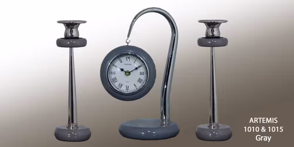 ست ساعت و شمعدان آرتمیس کد 1010 و 1015 Gray خاکستری