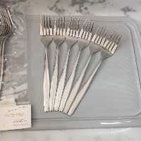 چنگال غذاخوری طرح ماینز یک خطی بسته 6 عددی جنس فولاد زد زنگ عیار 18 