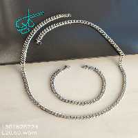 خرید ست گردنبند و دستبند استیل سیلور کد 1815200 - ردگل