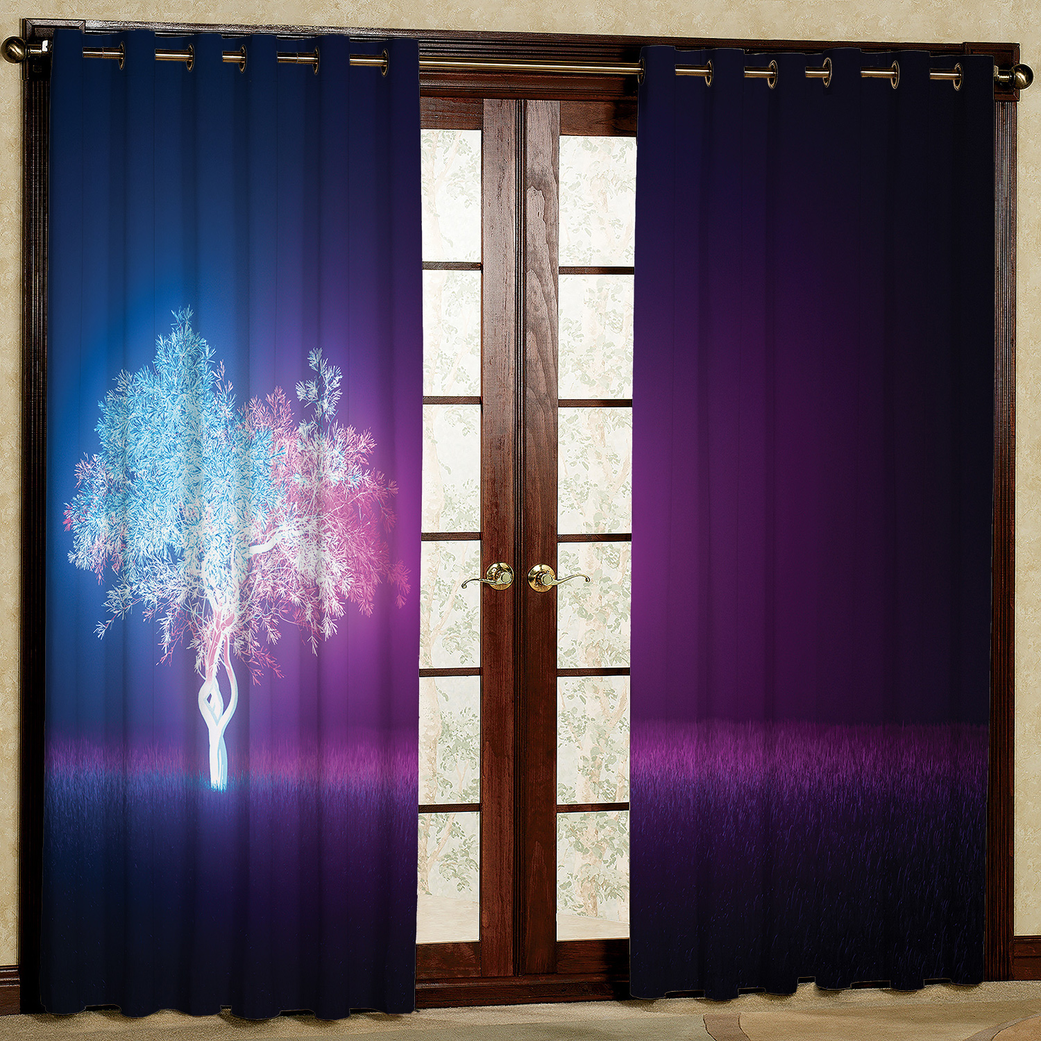 پرده مدل درخت قلبی هازان پانچی کد 2404a سایز 140x200 سانتی متر