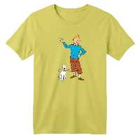 تی شرت آستین کوتاه بچگانه مدل تن تن و میلو کد 2 رنگ زرد لیمویی