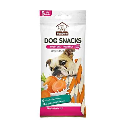 اسنک تشویقی پیچی سگ هابون با طعم شیر بز و هویج Howbone Dog Twist Snacks With Goat’s Milk And Carrot بسته 5 عددی