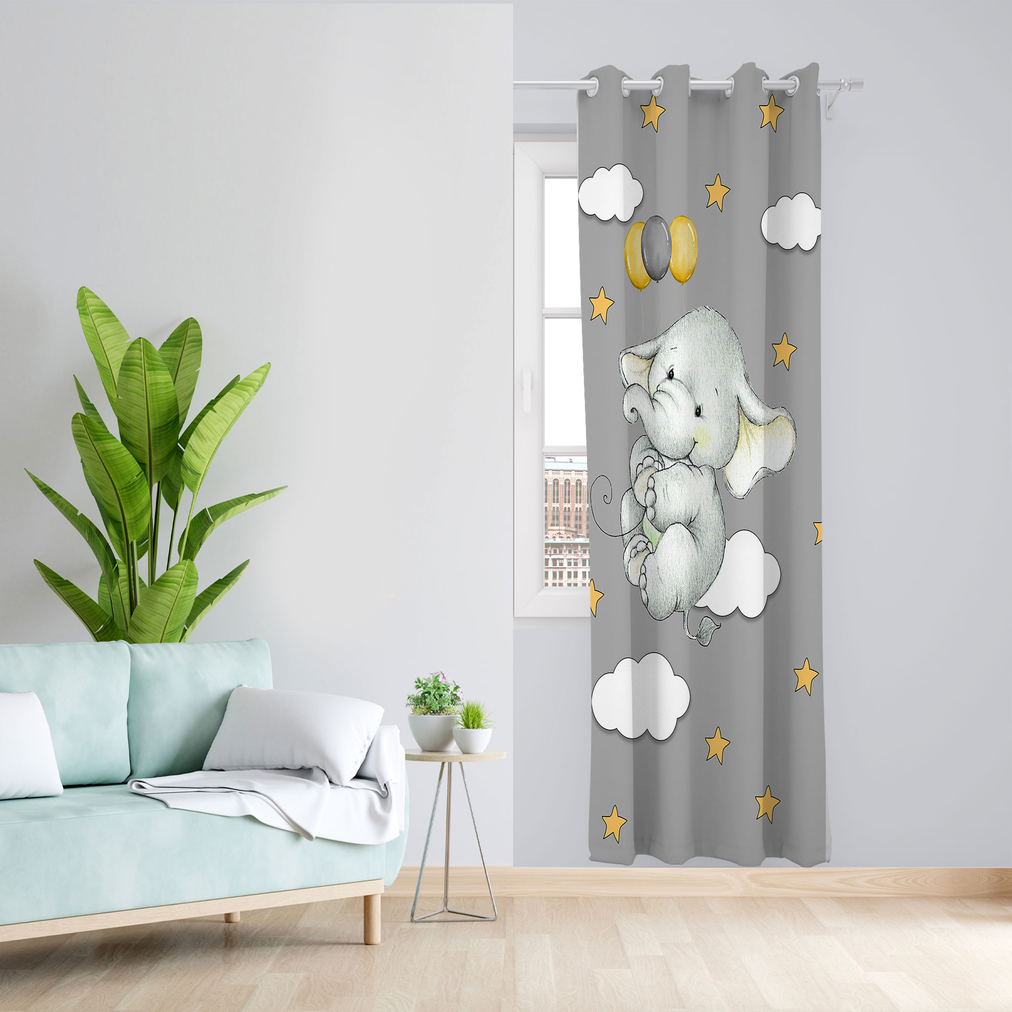 پرده مدل فیل و ابر مخمل پانچی کد 4740 سایز 140x280 سانتی متر