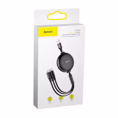 کابل تبدیل USB به لایتنینگ /USB-C/microUSB باسئوس مدل 3IN1 LITTLE OCTOPUS طول 1.2 متر