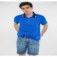 تی شرت یقه پولو آبی مردانه باریک برش 0611566 70895 Mavi