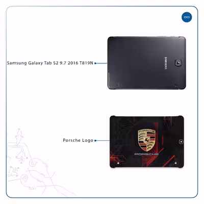 برچسب پوششی ماهوت مدل Porsche-Logo مناسب برای تبلت سامسونگ Galaxy Tab S2 9.7 2016 T819N