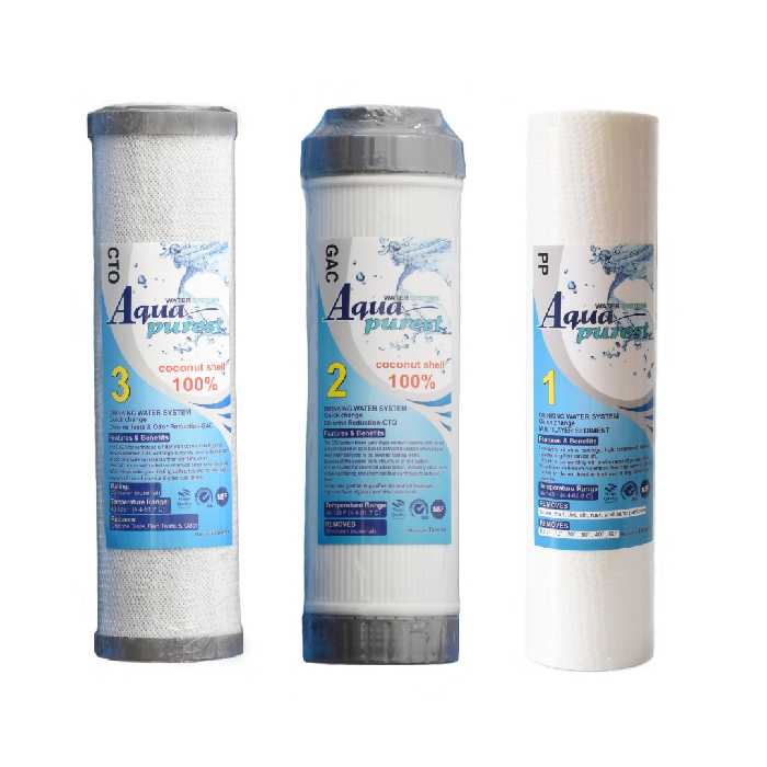 فیلتر دستگاه تصفیه کننده آب آکوا پیورست مدل RO-NEW GOLD 04 مجموعه 3 عددی به همراه فیلتر ممبران گلد تورای کد 75G