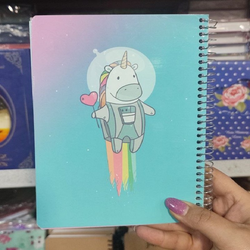 دفتر فانتزی جذاب  طرح اسب تک شاخ ، برند سویل ، سیمی و خط دار ، 80 برگ 